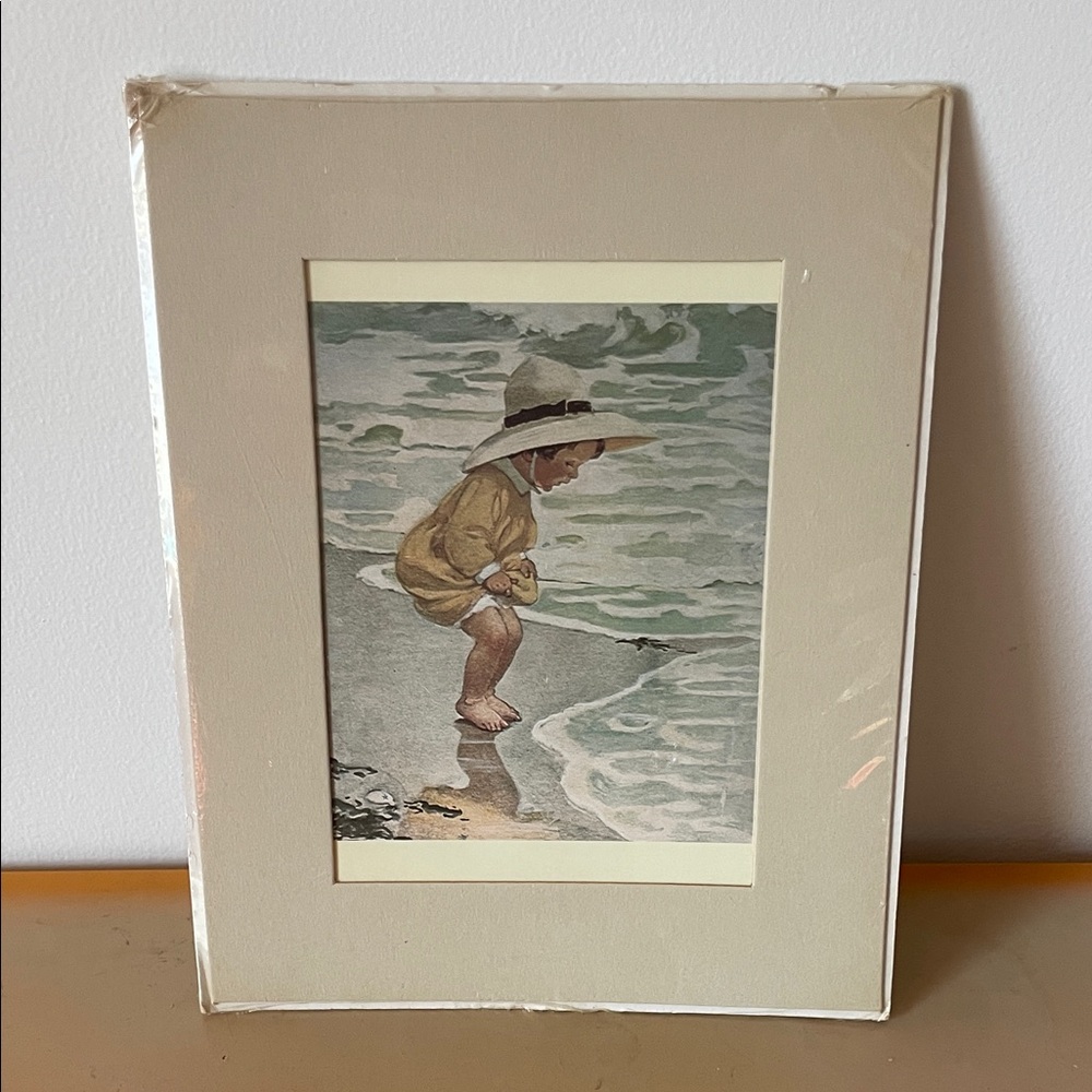 Vintage New in Wrapping Litho Beach Scene Art